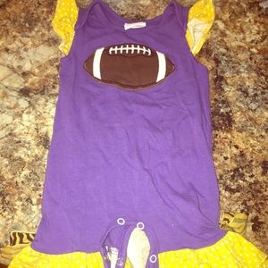 Ricrac and ruffles football romper